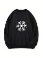 Plus Snowflake Print Thermal Lined Sweatshirt