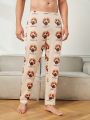 Men'S Cartoon And Letter Printed Home Wear Bottoms
