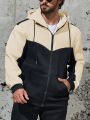 Men's Hooded Sweatshirt With Color-block Zipper Design