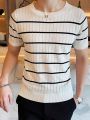 Men's Striped Short Sleeve Knit Top