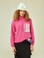 In My Nature Letter Graphic Zip Half Placket Fleece Sweatshirt