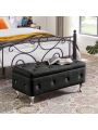 Storage Ottoman Bench, Velvet Upholstered Ottoman Flip Top Entryway Bench Seat with Safety Hinge, Storage Chest with Padded Seat, Luxury Shoe Bed End Stool for Hallway Living Room Bedroom