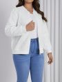 SHEIN LUNE Plus Size Jacquard Zip-front Baseball Jacket