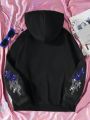 Teen Girl Rhinestone Butterfly Graphic Zip Up Hoodie