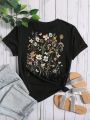 Girls' Floral Print Short Sleeve T-Shirt For Tween