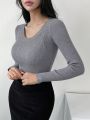 DAZY Solid Color Long Sleeve Sweater