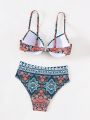 SHEIN Swim BohoFeel All-Over Printed Bikini Swimsuit Set