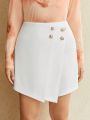 SHEIN BIZwear Plus Size Button Decorated Wrapped Shorts