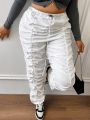 SHEIN ICON Plus Size Women's Elastic Waist Long Pants With Pleats