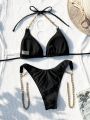 SHEIN Swim SXY Chain Decoration Bikini Swimsuit Set