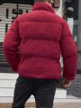 Manfinity Men's Solid Color Plush -padded Coat