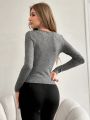 Women's Notch V-neck Long Sleeve Thermal Top