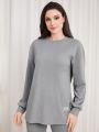 SHEIN Mulvari Round Neck Long Sleeve Top And Leggings Set