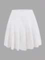 SHEIN Privé Plus Solid Pleated Skirt