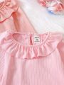 3 Pieces Of Cute Doll Round Neck Tops For Baby Girls