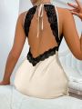 Women'S Patchwork Lace Cami Backless Nightgown