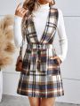 SHEIN Frenchy Women's Plaid Dress With Diagonal Pocket