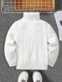 SHEIN Young Boy Turtleneck Cable Knit Sweater