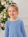 SHEIN Kids EVRYDAY Young Girl Solid Round Neck Dress