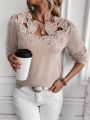 SHEIN Privé Women’s Solid Color Sweater With Heart Embroidery