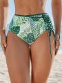 SHEIN Swim Vcay Women's Tropical Print Bikini Bottom With Tie Side