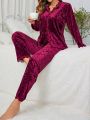 Lace Patchwork Long Sleeve Pajama Set