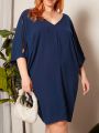 SHEIN CURVE+ Plus Size Women's Split Sleeve Dress