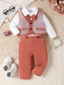 Baby Boy Bow Front Polo Shirt & Waistcoat & Pants