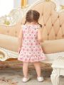 SHEIN Baby Girls' Casual Lace Embellished Butterfly Bowknot Dress, Suitable For Going Out