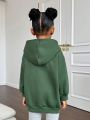 Young Girl Slogan Graphic Drop Shoulder Hoodie