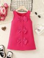 SHEIN Kids EVRYDAY Young Girl Solid Bow Front Dress Without Blouse