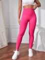 Yoga Basic Solid Wideband Waist Sports Leggings