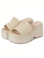 Platform Women Espadrille Sandals Chunky High Heels Open Toe Thick Bottom Platform Shoes Rome Vacation Beach Wedges Slides