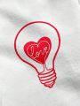 SHEIN Men'S Short Sleeve T-Shirt With Heart Shaped Light Bulb Print