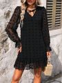 Women'S Off Shoulder Long Sleeve Ruffle Dress