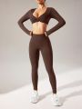 Seamless High Stretch Yoga Exercise Suit With Hollow Out Back Design For Women