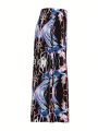 Cybermagik Ladies All-Over Printed Slit Hem Skirt