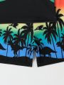 Boys' Coconut Tree Printed Two-Piece Swimsuit