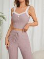 Women'S Lace Camisole And Pants Pajama Set