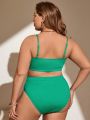 SHEIN Swim Basics Plus Size Women'S Solid Color Separated Swimsuit