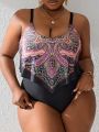 SHEIN Swim Vcay Plus Size Women'S Paisley Print One-Piece Swimsuit