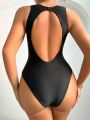 SHEIN Swim Chicsea Double-sided Wearable Hollow Out One Piece Swimsuit Without Padding On The Back