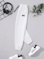 SHEIN Kids SPRTY Tween Boy 3pcs Letter Patched Detail Drawstring Waist Pants