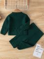 SHEIN Infant Girls' 3d Flower Decorated Sweater And Knitted Pants Set