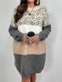 SHEIN LUNE Plus Size Colorblock Drop Shoulder Sweater Dress