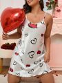 Plus Size Heart Print Cami Sleep Dress