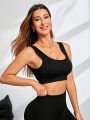 SHEIN Yoga Basic Women's Black Shockproof Sports Bra