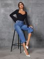 SHEIN Privé Straight High Waisted Jeans