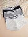 3pack Letter Graphic Contrast Binding Boyshorts