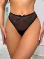 Bow Decor Mesh Thong